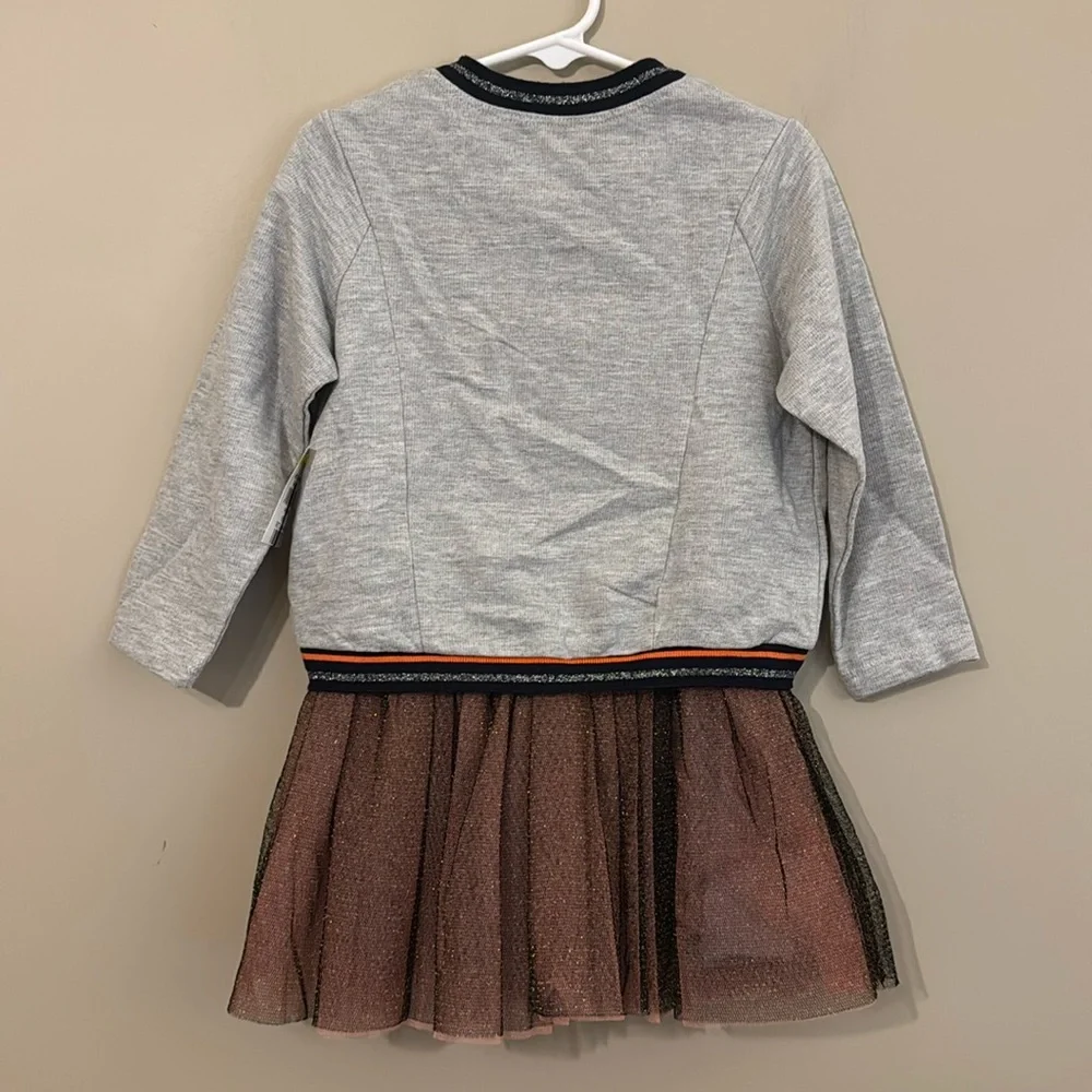 NWT- Truly Me Kids Haunted House long sleeve tutu Dress, Grey multi, 2T